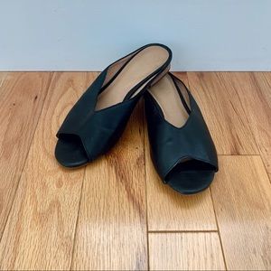 Madewell Black Mules Slides Peep-toe